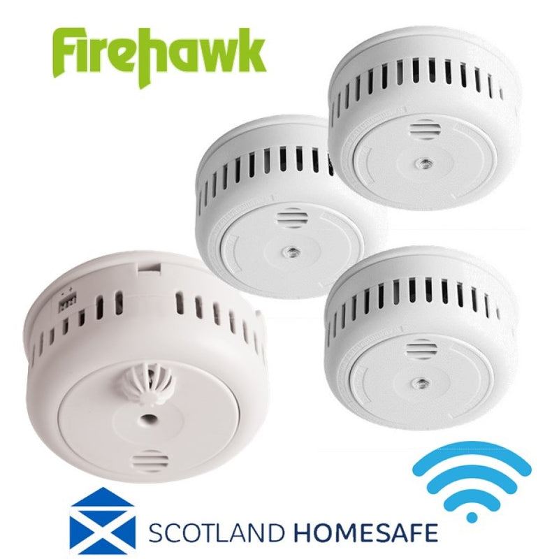 Firehawk Basic+ Scottish Complaint Kit including 3 x FHB10W Wireless Smoke Alarms, 1 x FHH10W Wireless Heat Alarm