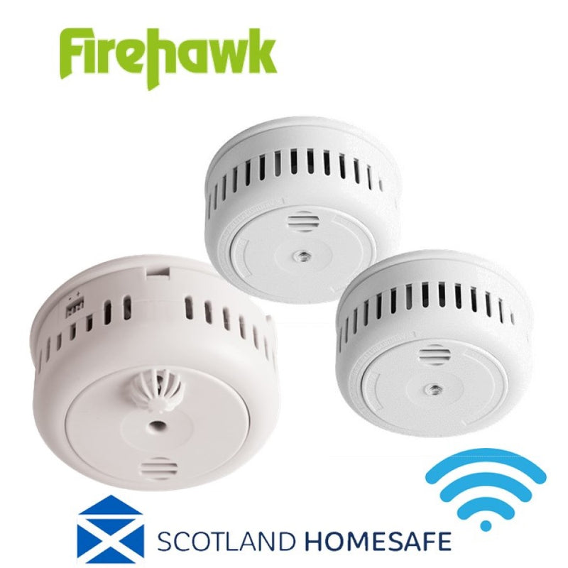Firehawk Basic Scottish Complaint Kit including 2 x FHB10W Wireless Smoke Alarms, 1 x FHH10W Wireless Heat Alarm